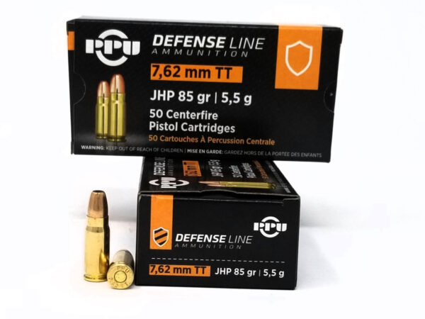 PPU 7.62x25 Tokarev Ammunition Defense 85 Grain Jacketed Hollow Point 50rds