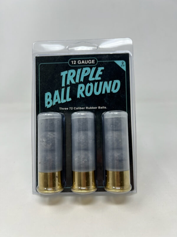 Reaper Defense Triple Ball 12 Gauge Ammunition 2-3/4" With 3 - 72 Caliber Rubber Balls 3 Rounds