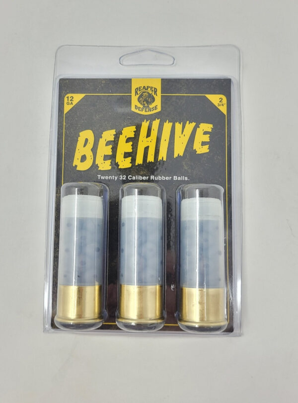 Reaper Defense Beehive 12 Gauge Ammunition  2-3/4" With 20 - 32 Caliber Rubber Balls 3 Rounds