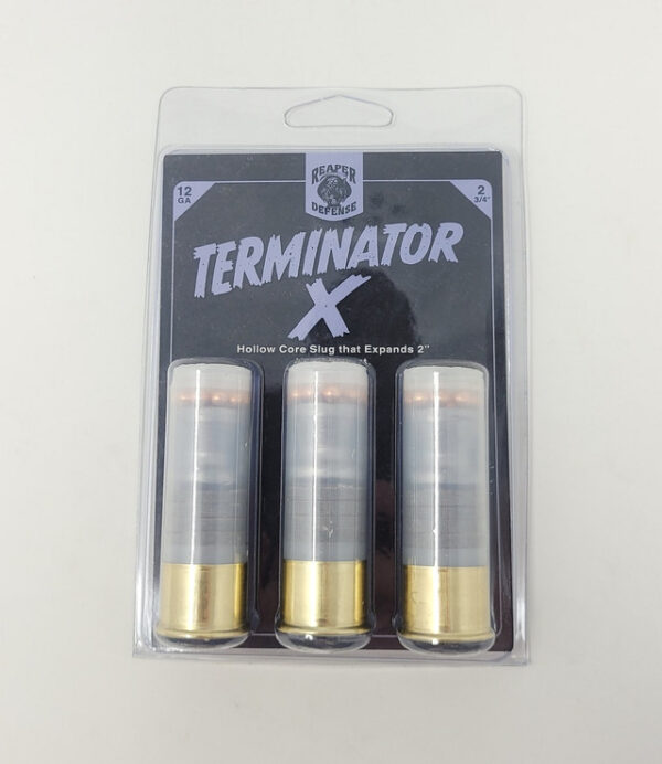 Reaper Defense Terminator 12 Gauge Ammunition 2-3/4" Hollow Core Slug That Expands 2" 3 Rounds