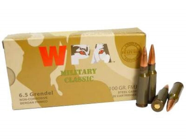 Wolf 6.5 Grendel Ammunition Military Classic 100 Grain Full Metal Jacket 20 Rounds