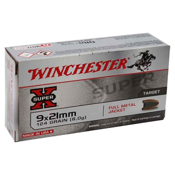 Winchester 9x21mm 124gr FMJ Handgun Ammo - 50 Rounds