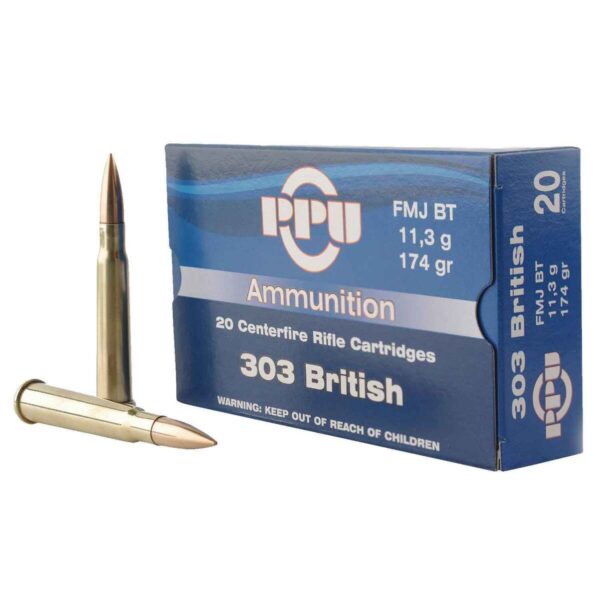 PPU Standard Rifle 303 British 174gr FMJ BT Rifle Ammo - 20 Rounds