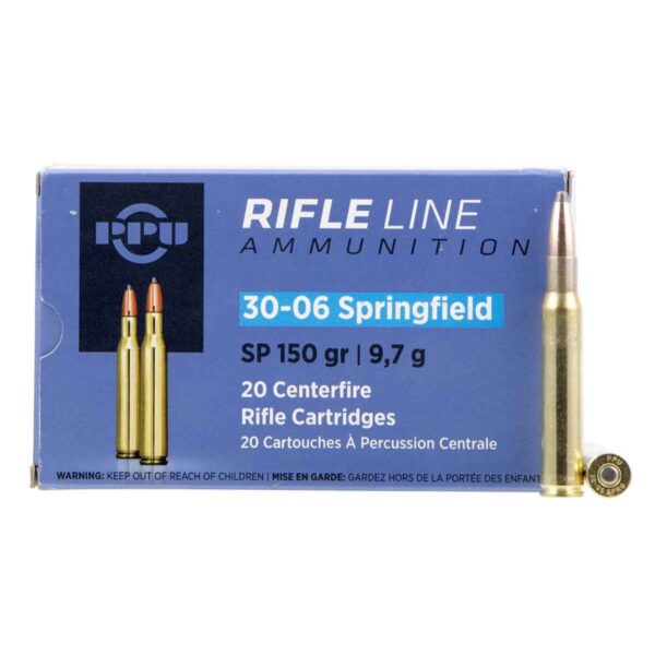 PPU Standard Rifle 30-06 Springfield 150gr SP Rifle Ammo - 20 Rounds