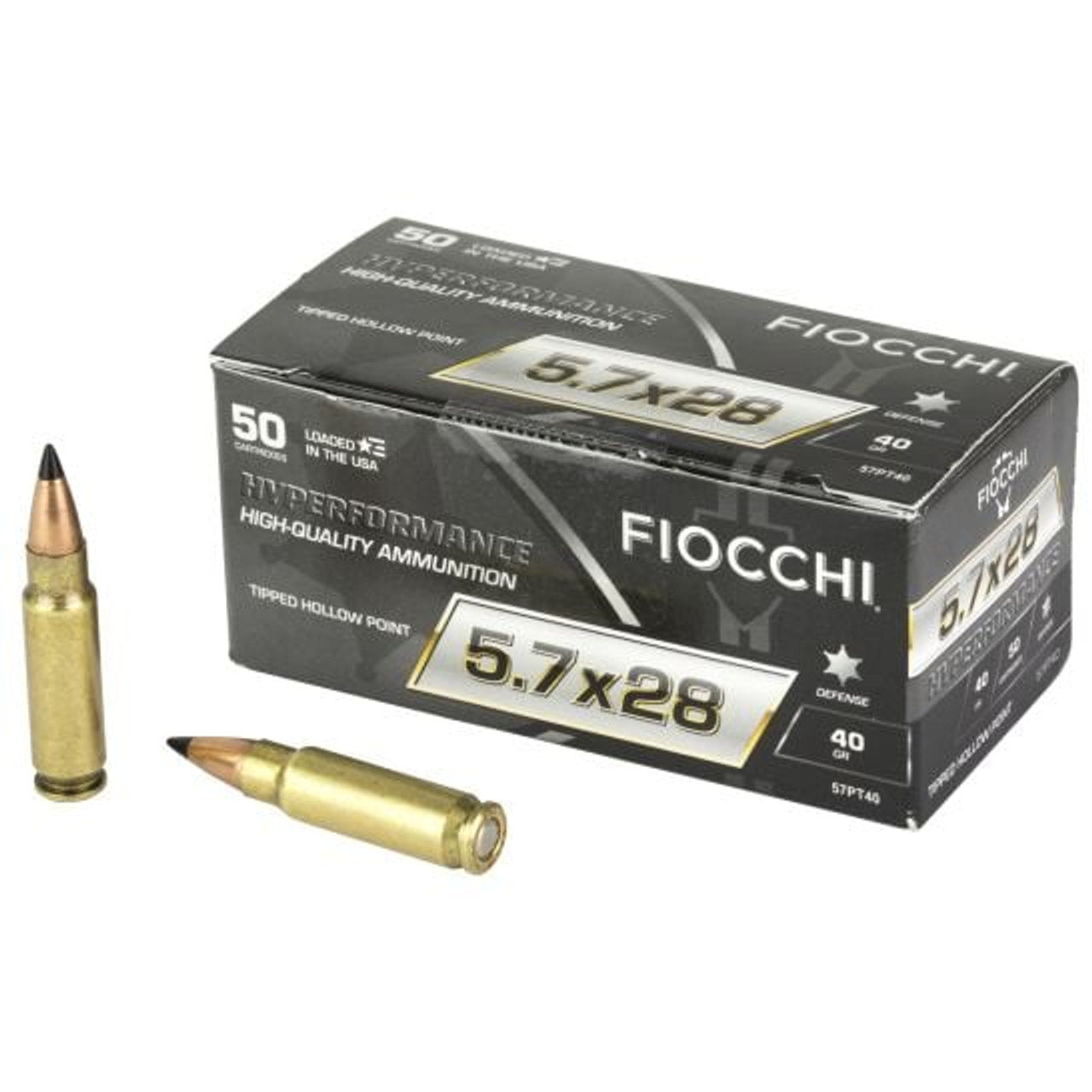 Fiocchi Hyperformance Ammo - 5.7x28mm - 40gr - Tipped Hollow Point - 50rd box