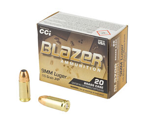CCI Blazer Brass HP 9mm Luger 115gr JHP Handgun Ammo - 20 Rounds