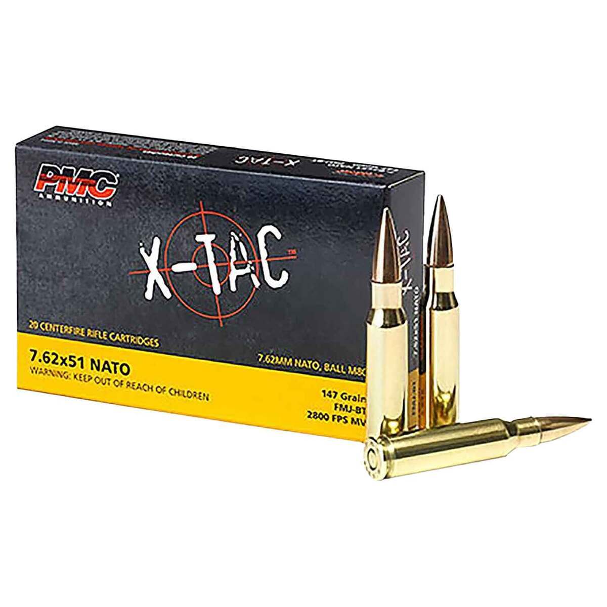 PMC X-Tac 7.62mm NATO 147gr FMJBT Rifle Ammo - 20rds